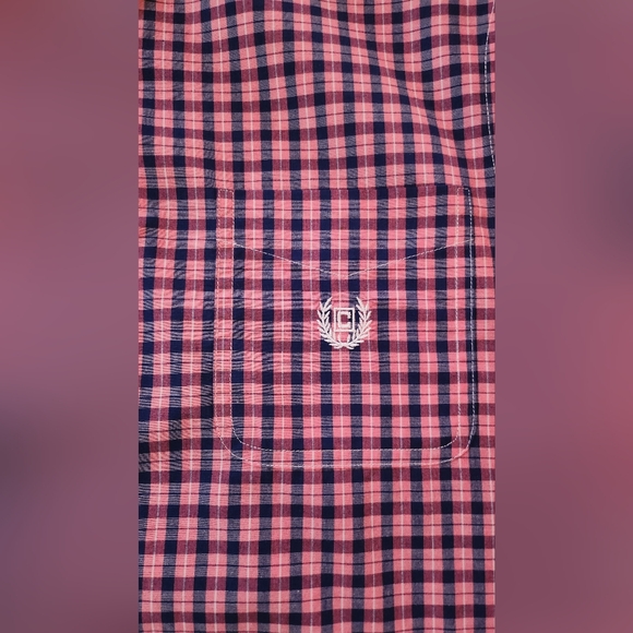 CHAPS MENS EASY CARE PINK CHECKERED SHORT SLEEVES CASUAL DRESS SHIRT  MEDIUM M - Picture 4 of 7
